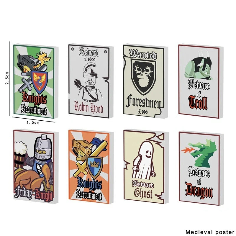 Mittelalter / bedruckte Plates - Klemmbaustein Custom Minifigur MOC